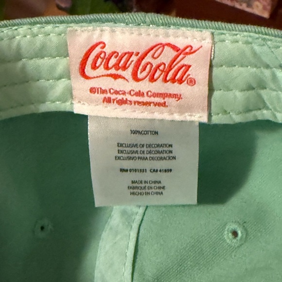 NWT Coca Cola Adjustable Seafoam Green Baseball Cap Unisex - Picture 4 of 6